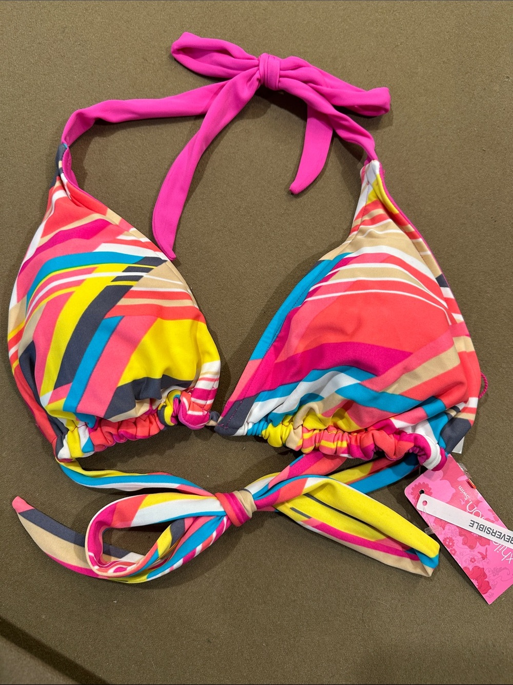 Xhilaration Multicolor Striped Bikini with Ring Accents